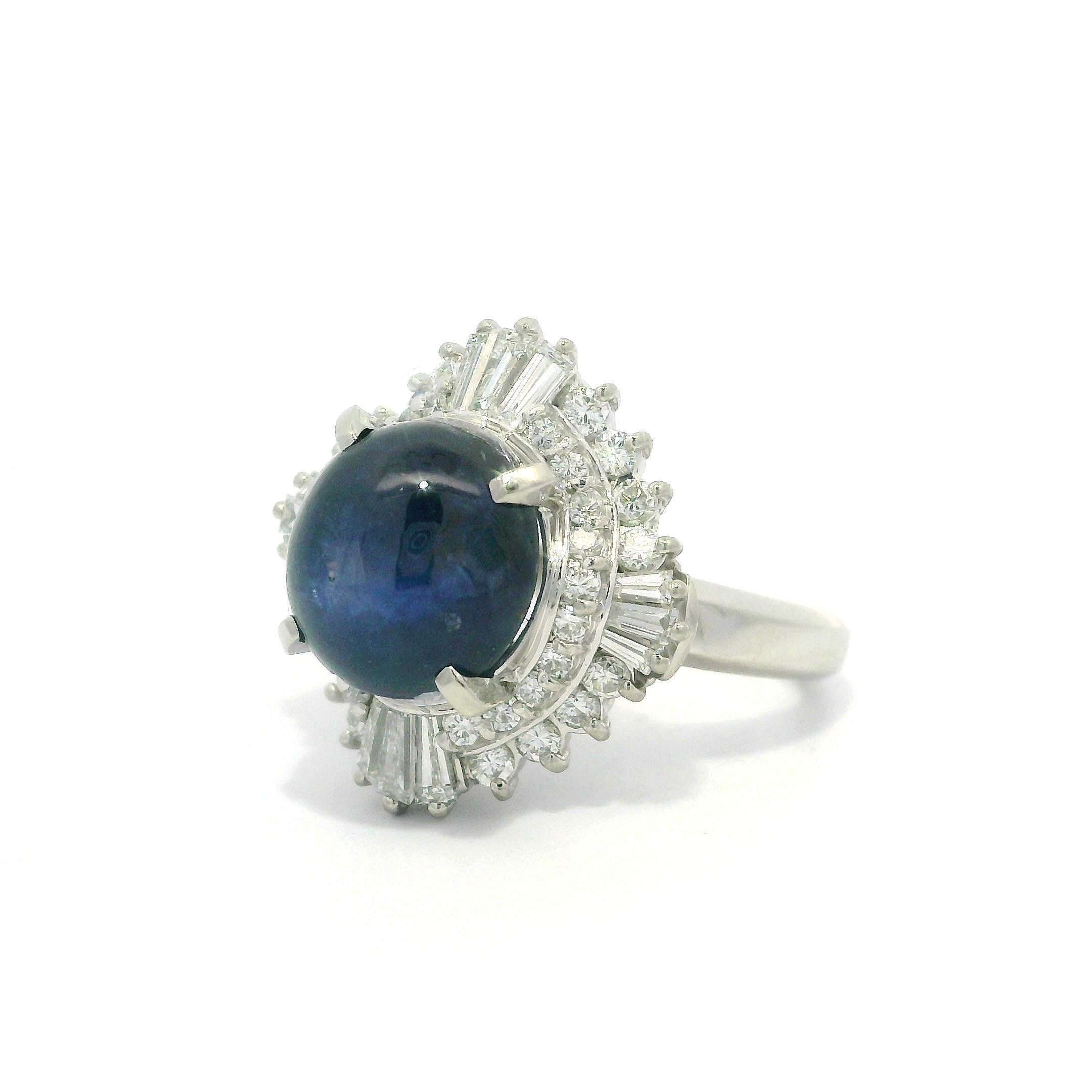 Anillo de platino GIA 6,94 ct Zafiro estrella de Birmania sin calor Diamante Bailarina Cóctel en venta 11