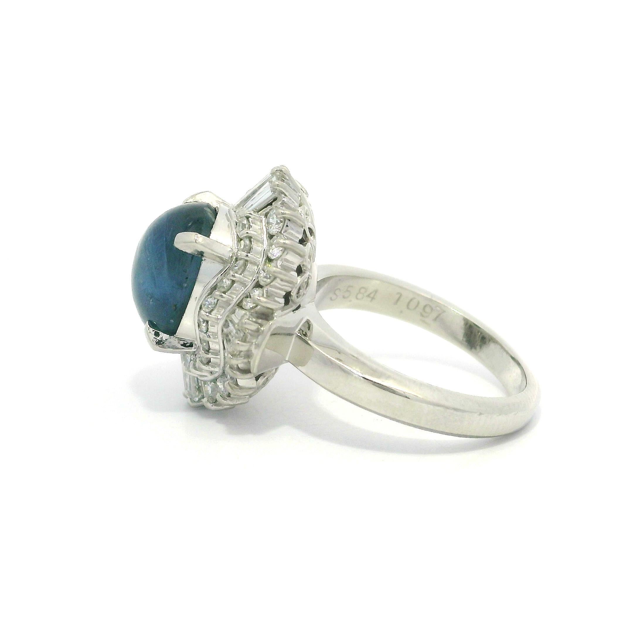 Anillo de platino GIA 6,94 ct Zafiro estrella de Birmania sin calor Diamante Bailarina Cóctel en venta 12