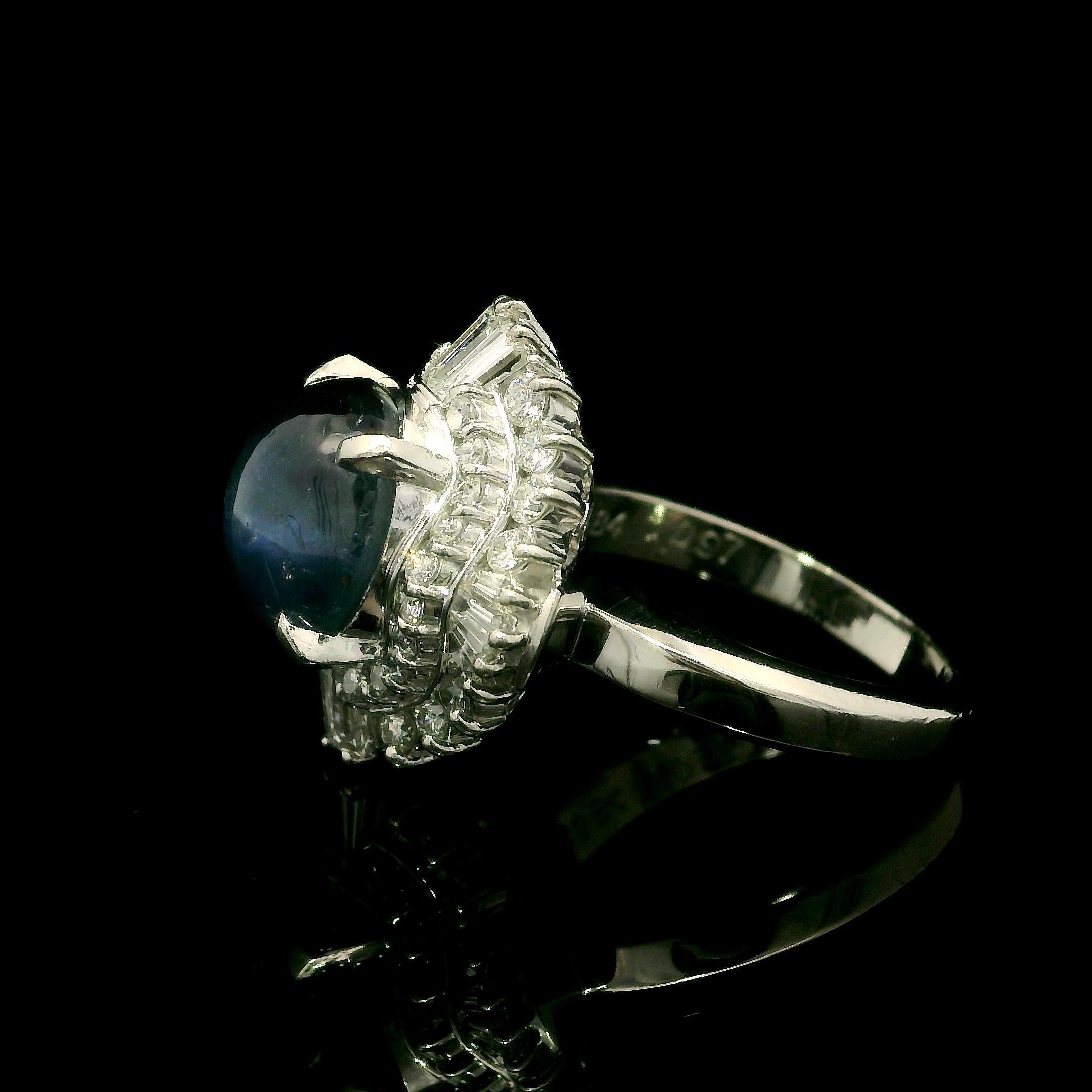 De las mujeres Anillo de platino GIA 6,94 ct Zafiro estrella de Birmania sin calor Diamante Bailarina Cóctel en venta