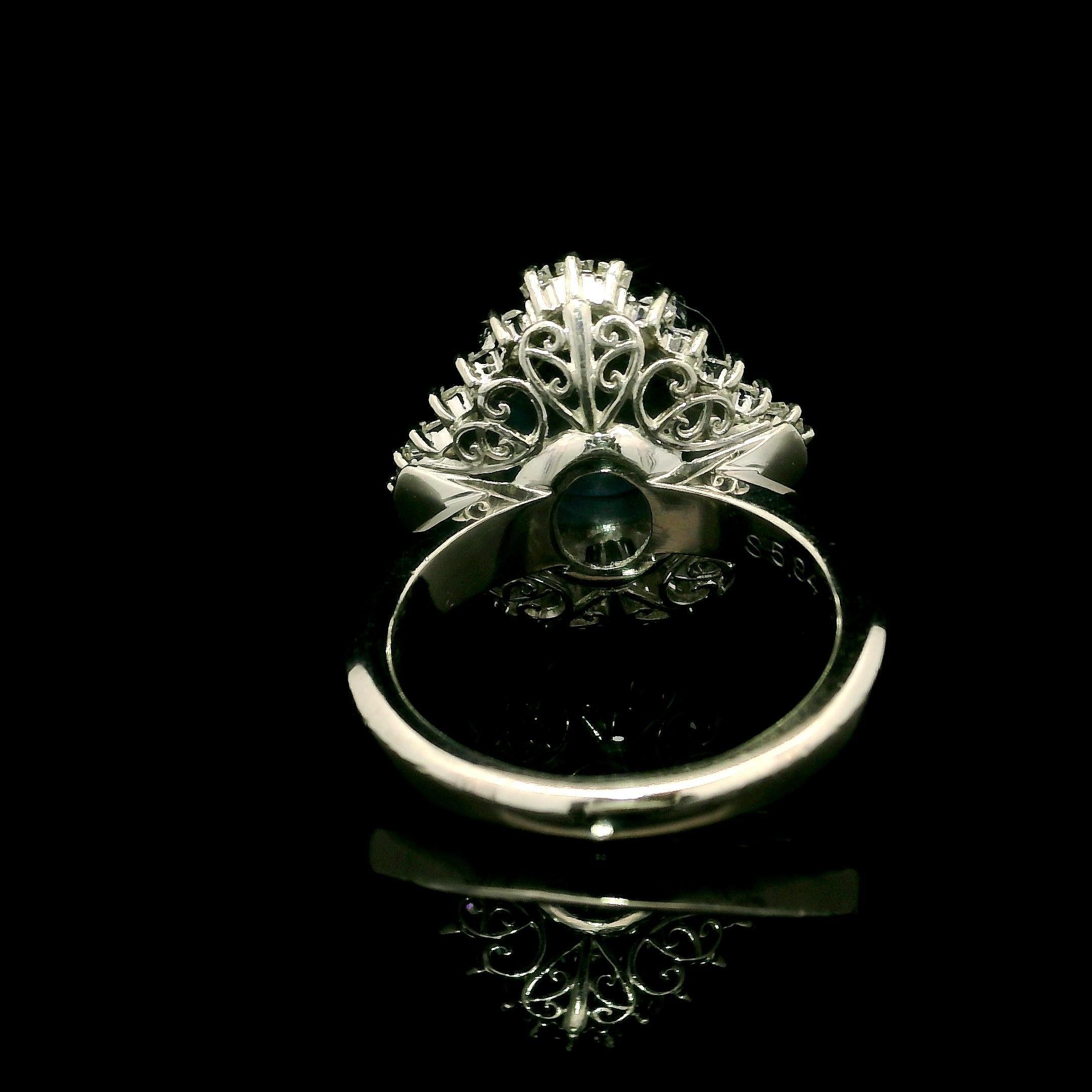 Anillo de platino GIA 6,94 ct Zafiro estrella de Birmania sin calor Diamante Bailarina Cóctel en venta 1