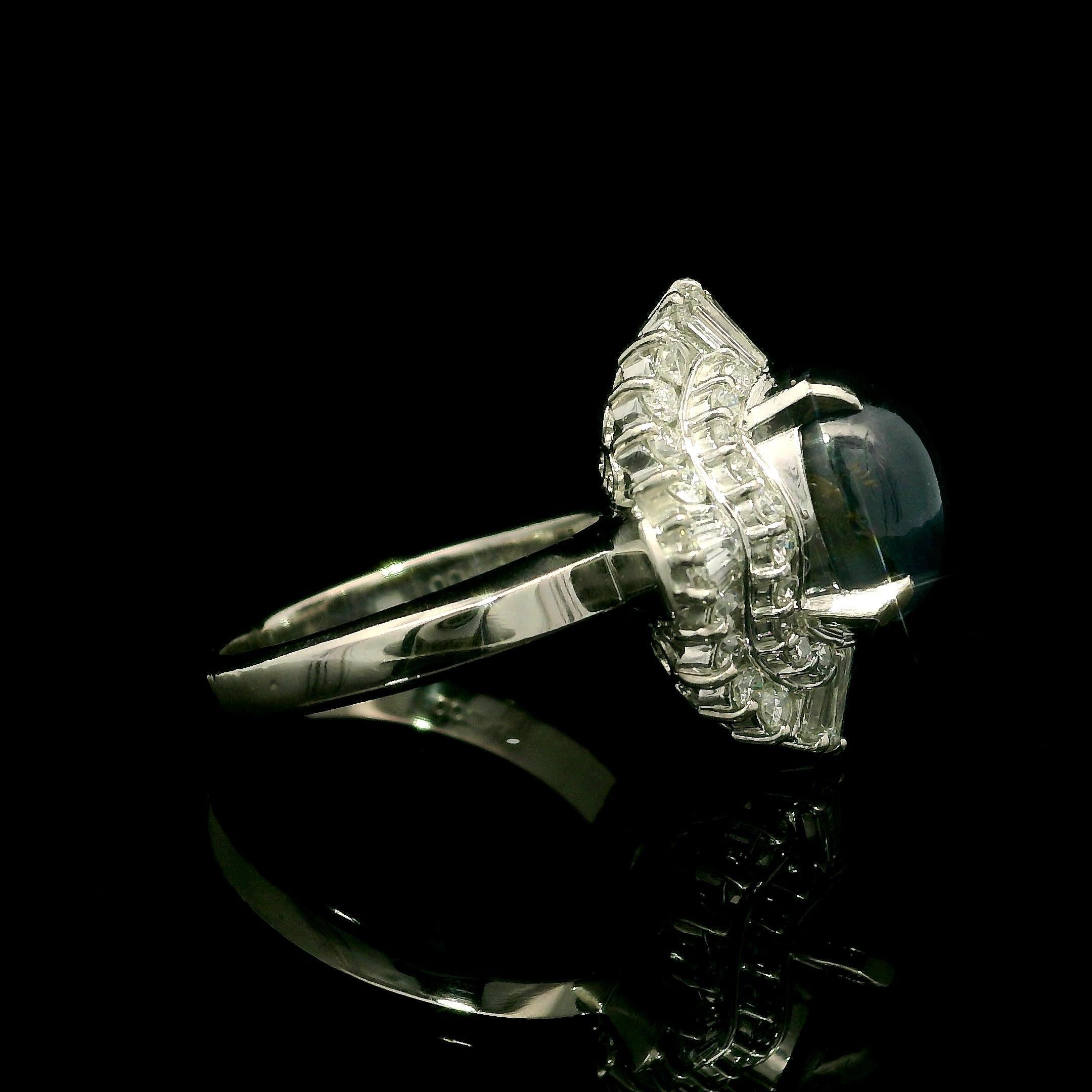 Anillo de platino GIA 6,94 ct Zafiro estrella de Birmania sin calor Diamante Bailarina Cóctel en venta 2