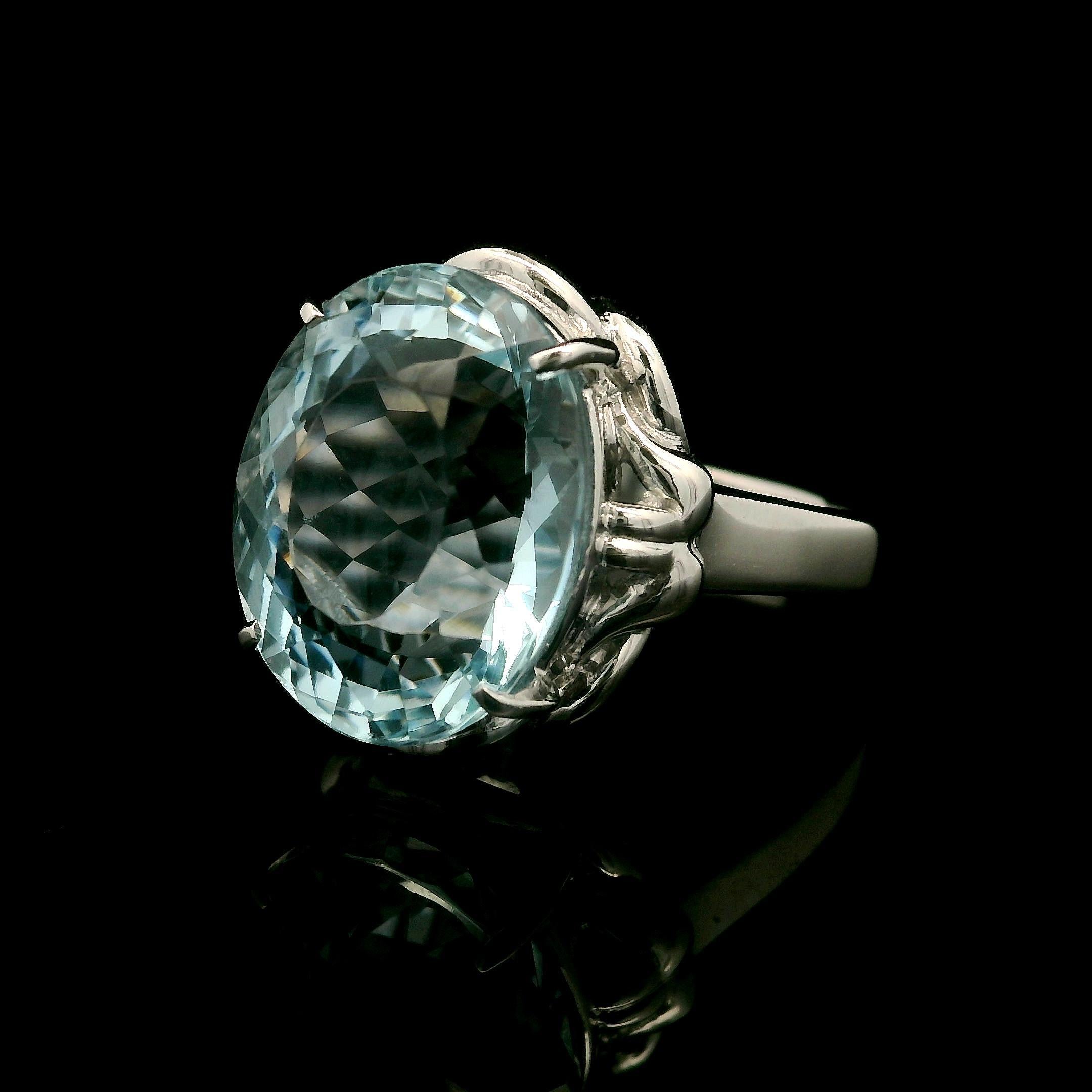 Platino GIA 7,05ct Acquamarina taglio ovale solitario Anello con cesto floreale solitario in vendita 11