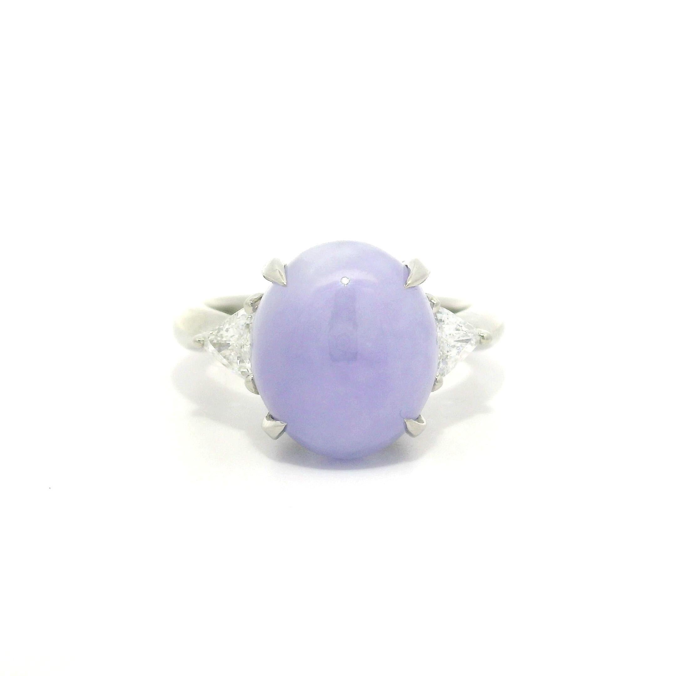 Anillo de Platino GIA 7,44ctw Ovalado Púrpura Lavanda A Jade Trillón Diamante Laterales en venta 5