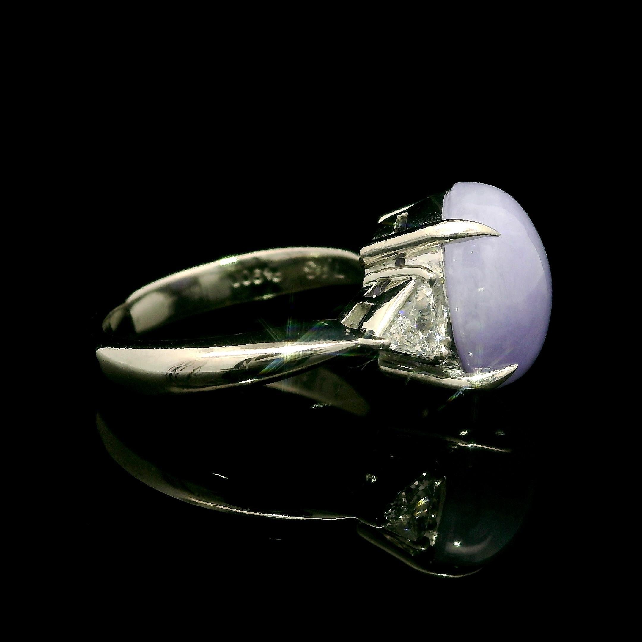Anillo de Platino GIA 7,44ctw Ovalado Púrpura Lavanda A Jade Trillón Diamante Laterales en venta 9