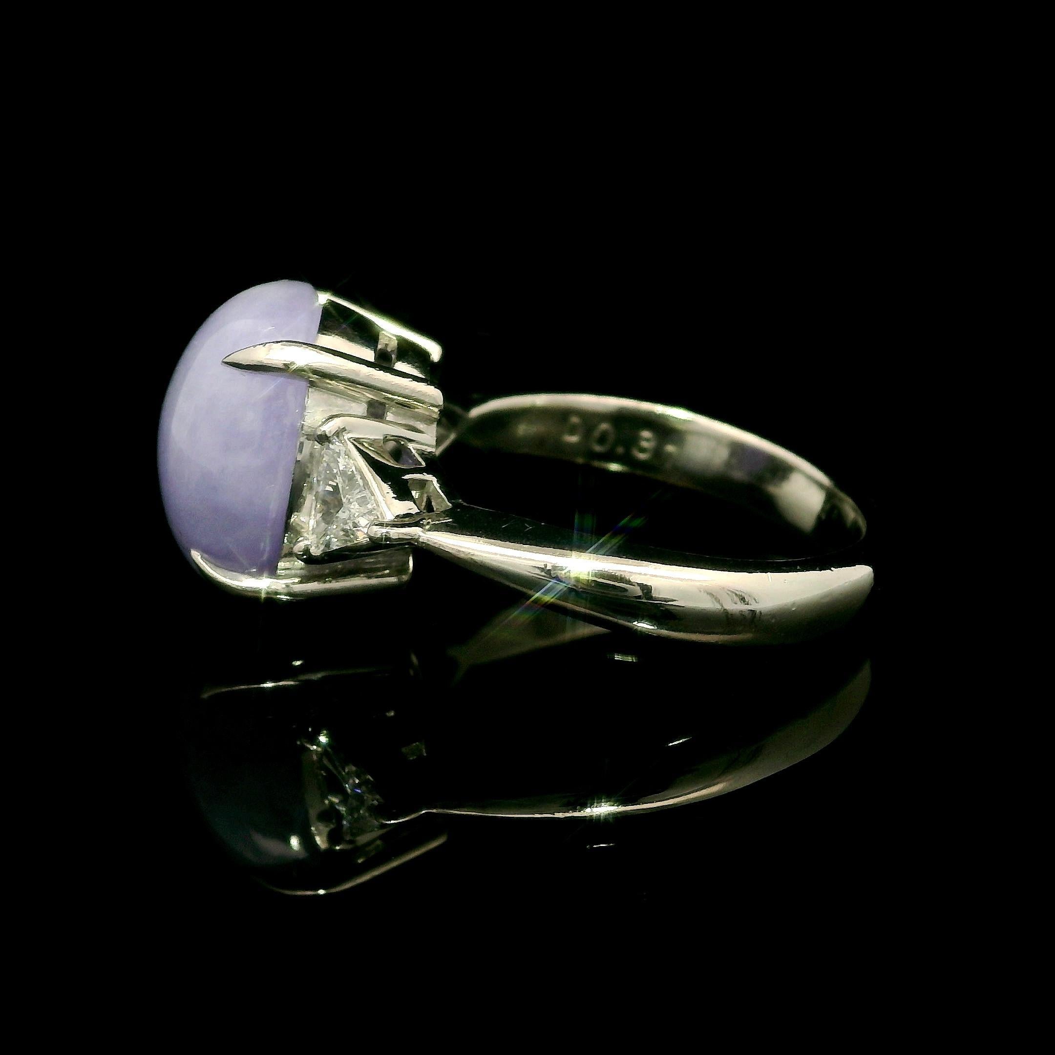 Anillo de Platino GIA 7,44ctw Ovalado Púrpura Lavanda A Jade Trillón Diamante Laterales en venta 11