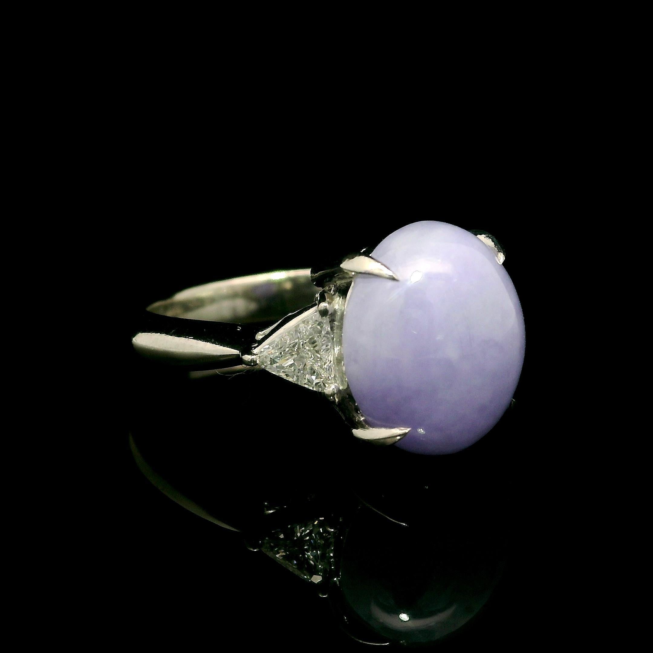 Anillo de Platino GIA 7,44ctw Ovalado Púrpura Lavanda A Jade Trillón Diamante Laterales en Excelente estado para la venta en Montclair, NJ