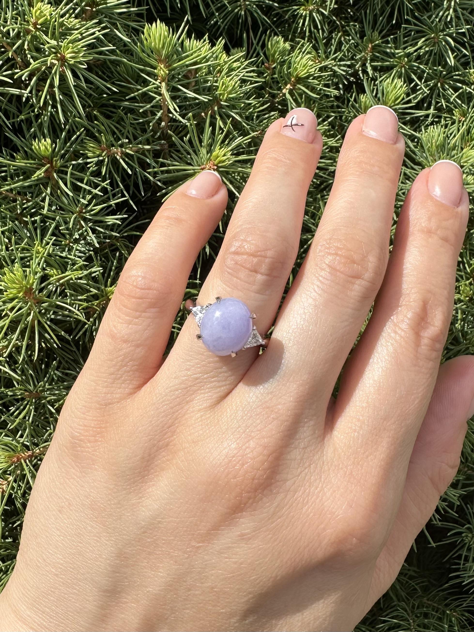 Anillo de Platino GIA 7,44ctw Ovalado Púrpura Lavanda A Jade Trillón Diamante Laterales en venta 3