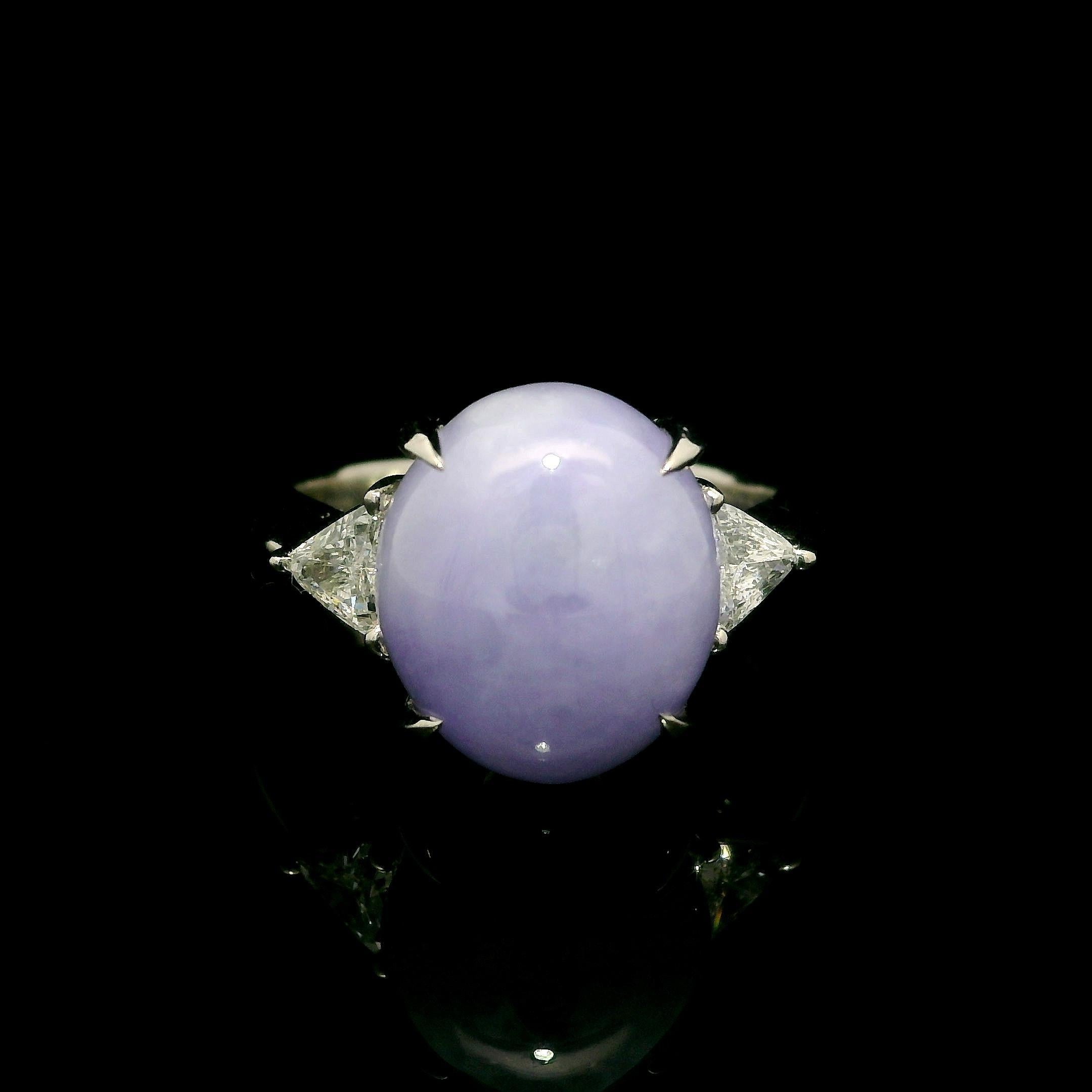 Anillo de Platino GIA 7,44ctw Ovalado Púrpura Lavanda A Jade Trillón Diamante Laterales en venta 4