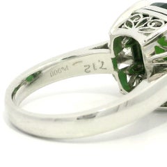 Bague en platine GIA 7.62ctw Cushion Green Tourmaline w/ Radiant Diamond Sides