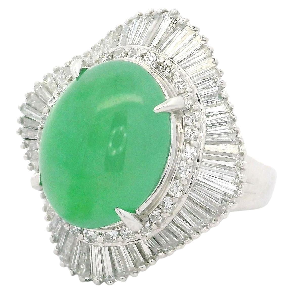 Platin GIA 7,65ctw A Qualität Burma Jade & Diamant Wavy Ballerina Cocktail Ring