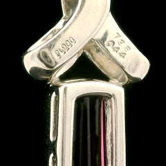 Platinum GIA 7.82ct Bezel Set Pink Tourmaline & Diamond Pendant Adjustable Chain