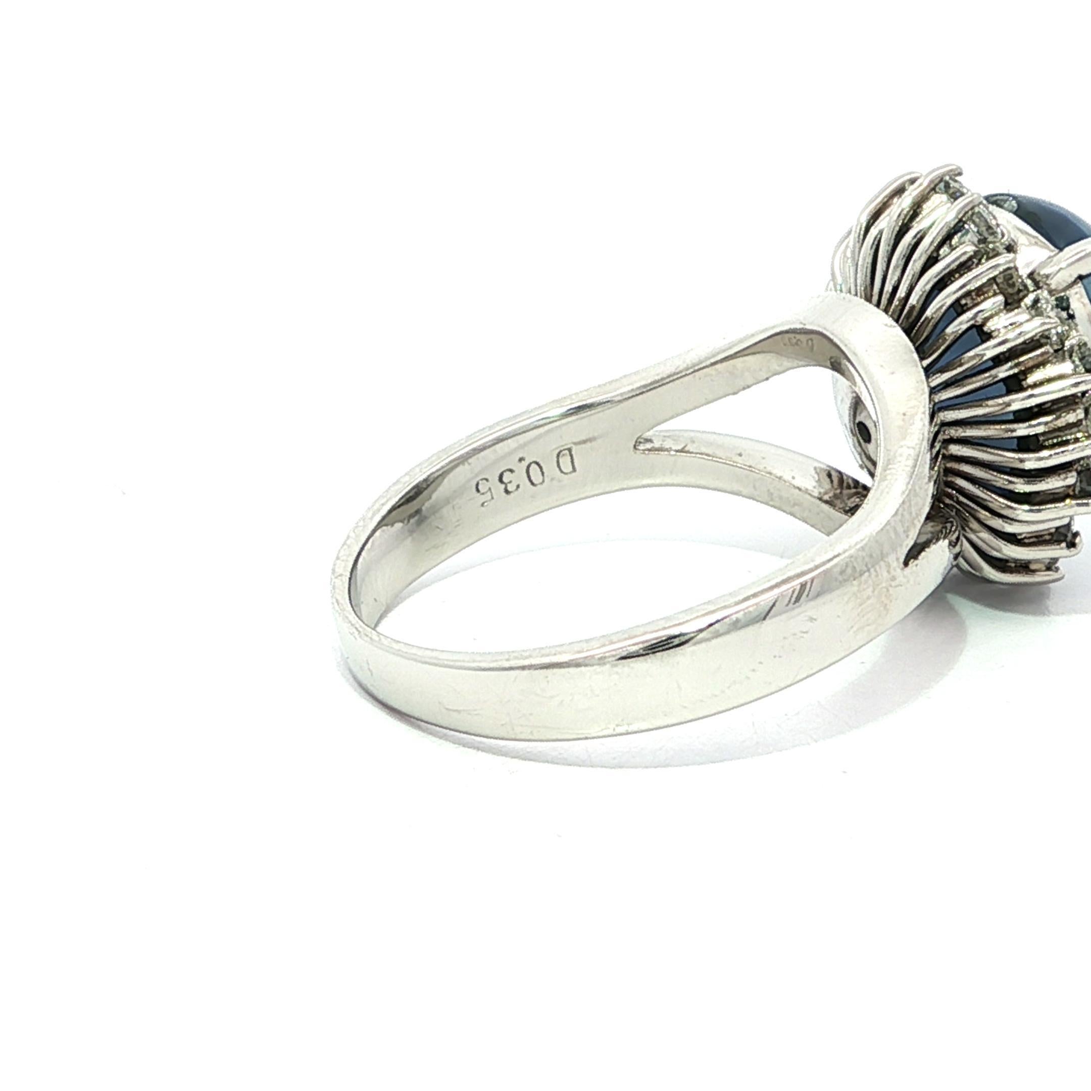 Platino GIA 8,07ctw Senza calore Ceylon Blue Star Sapphire Diamond Halo Ring in vendita 5