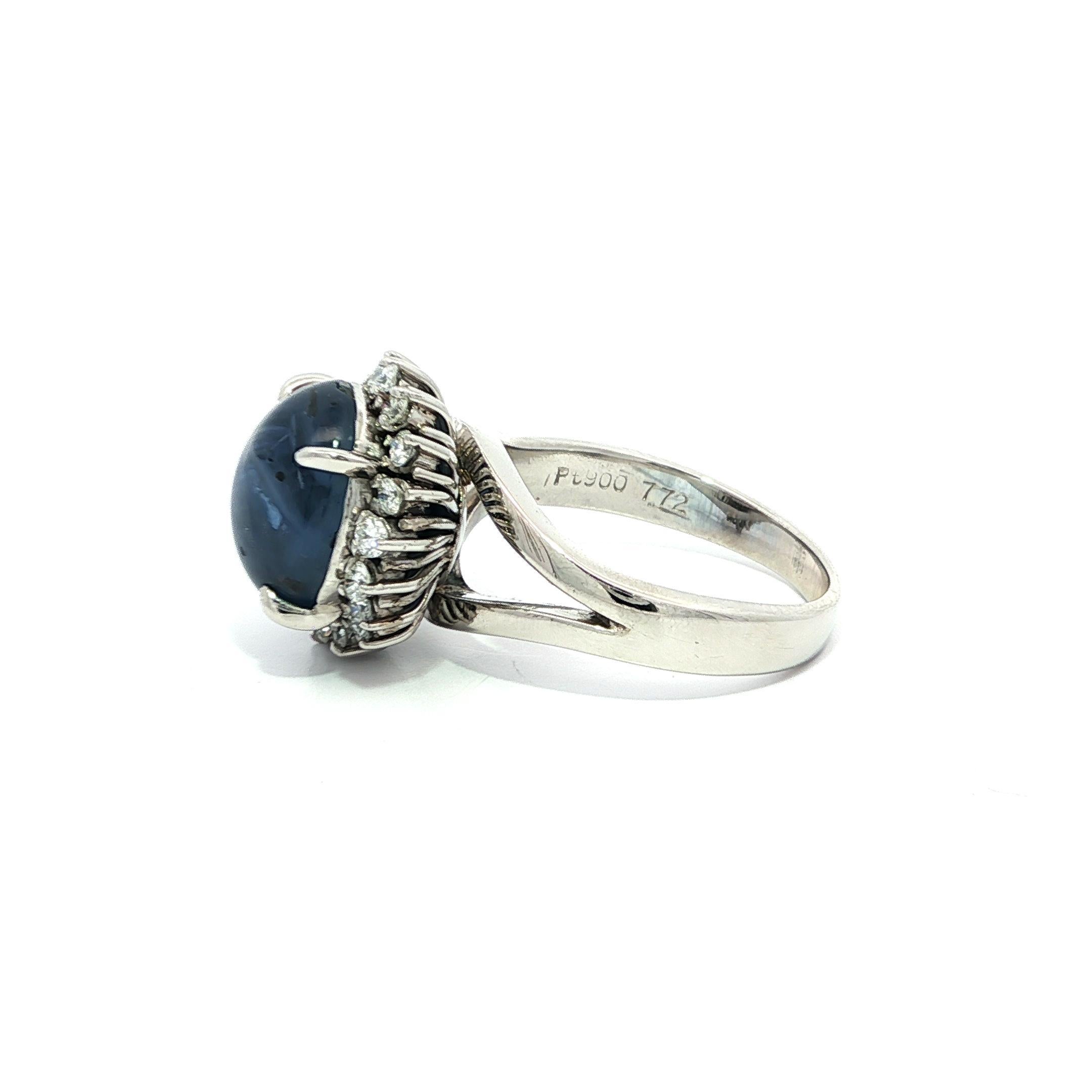 Platino GIA 8,07ctw Senza calore Ceylon Blue Star Sapphire Diamond Halo Ring in vendita 8
