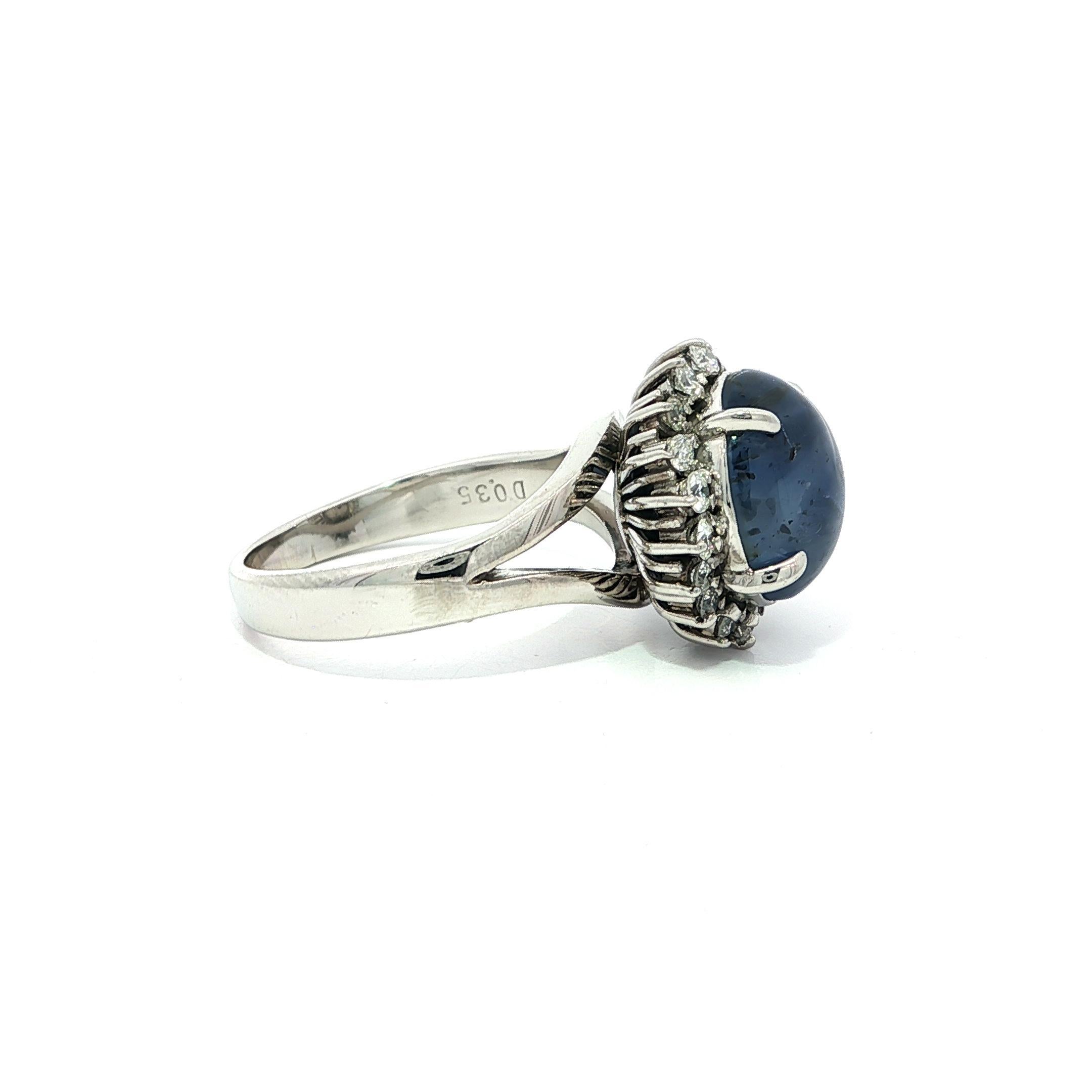 Platino GIA 8,07ctw Senza calore Ceylon Blue Star Sapphire Diamond Halo Ring in vendita 4