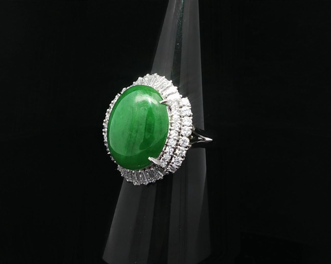 Platin GIA 8,12ctw Burma A Apfel Grün Jade w / Diamant Halo Aussage Ring im Angebot 6