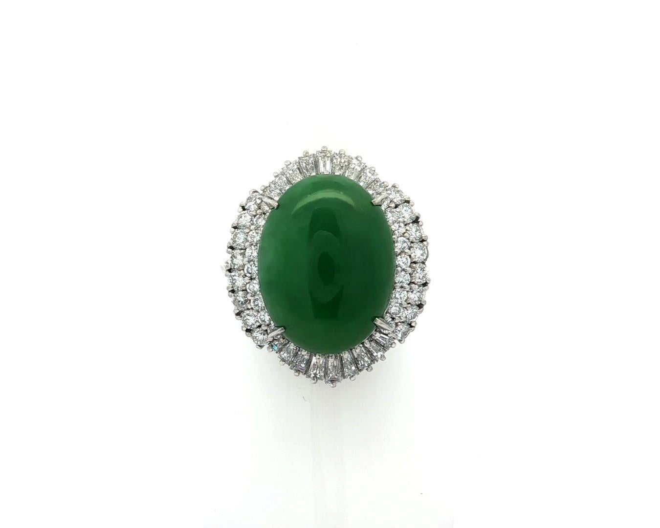 Platin GIA 8,12ctw Burma A Apfel Grün Jade w / Diamant Halo Aussage Ring im Angebot