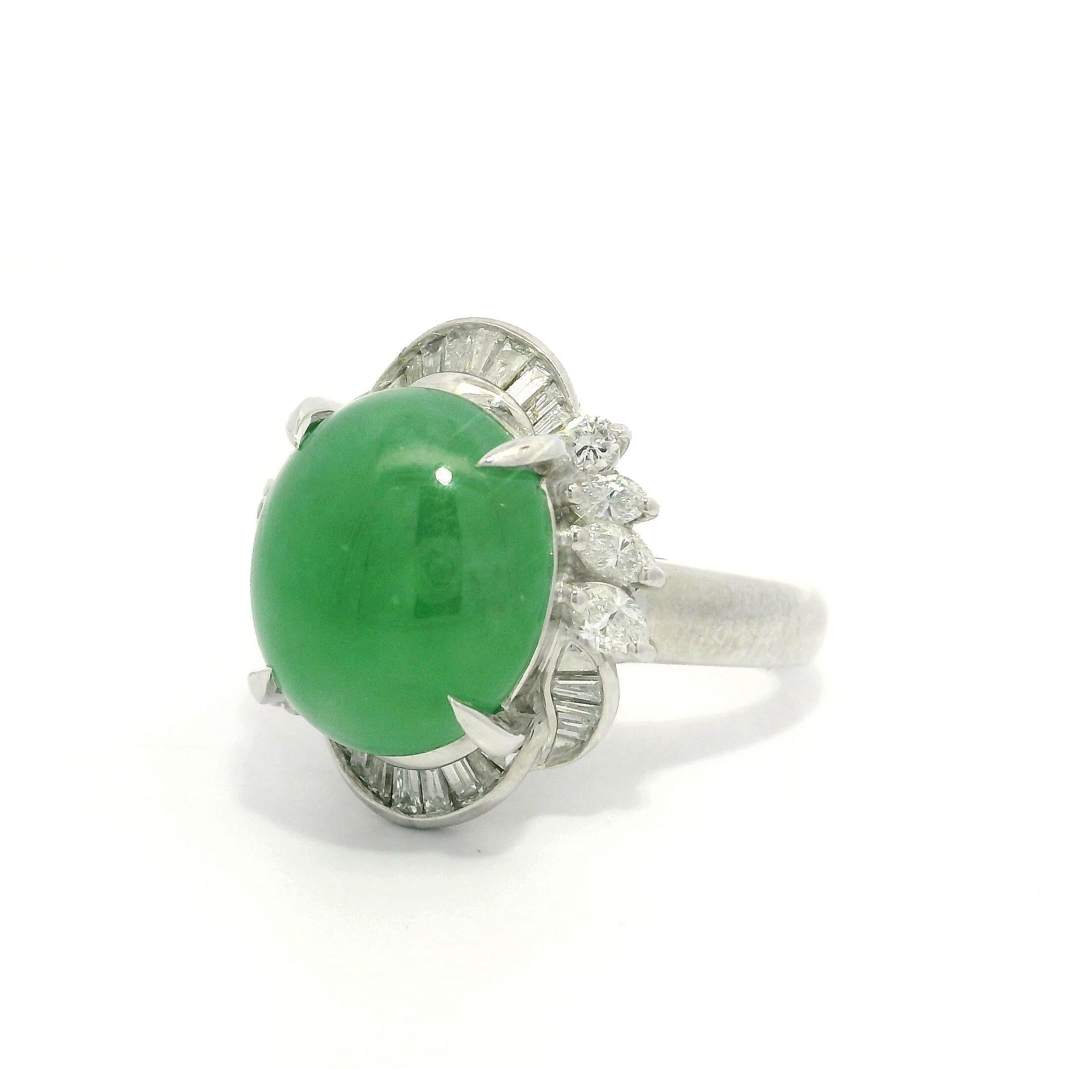 Platin GIA 8,15ctw Cabochon A natürliche Jade w / Diamant schöne Cocktail-Ring im Angebot 7