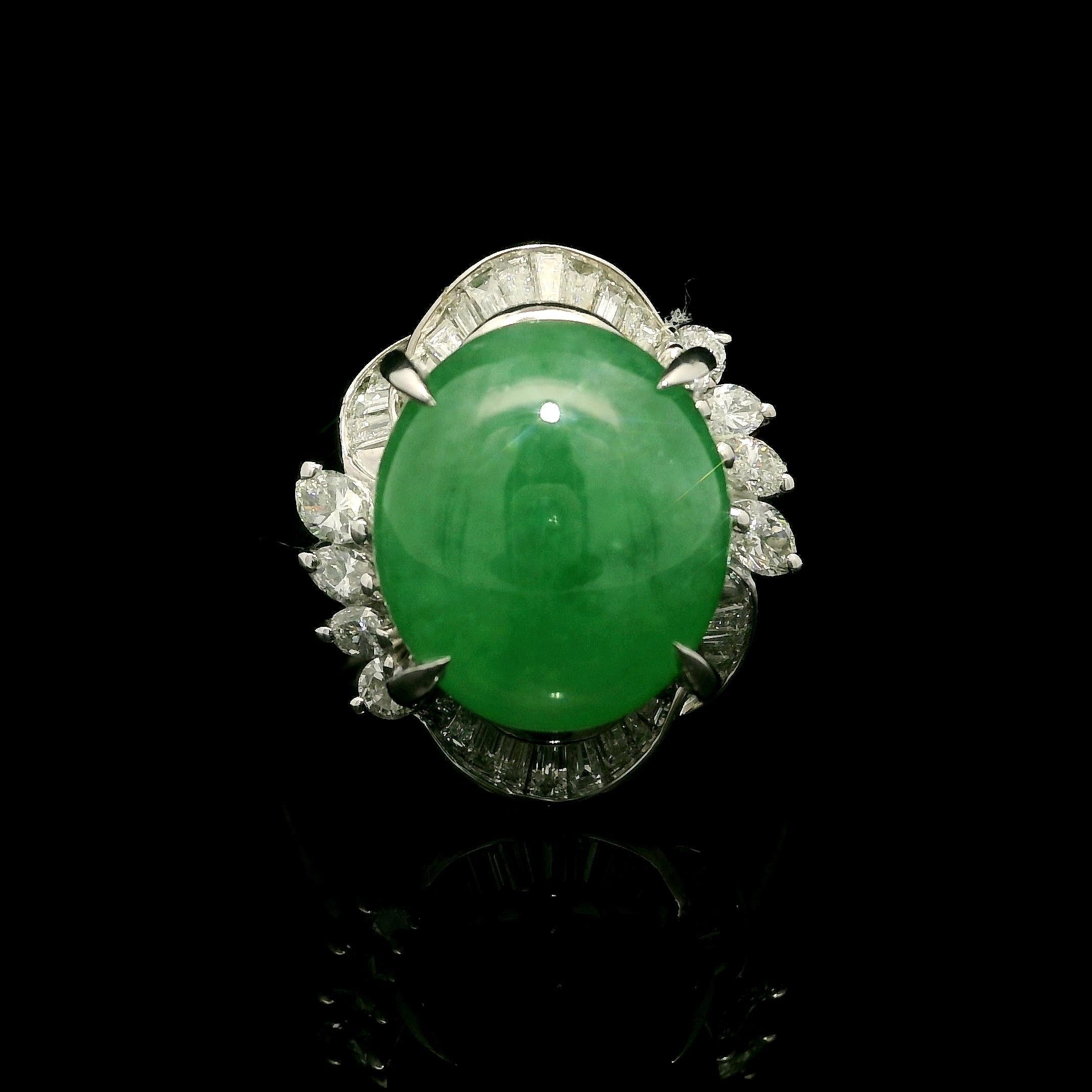 Platin GIA 8,15ctw Cabochon A natürliche Jade w / Diamant schöne Cocktail-Ring im Angebot 10