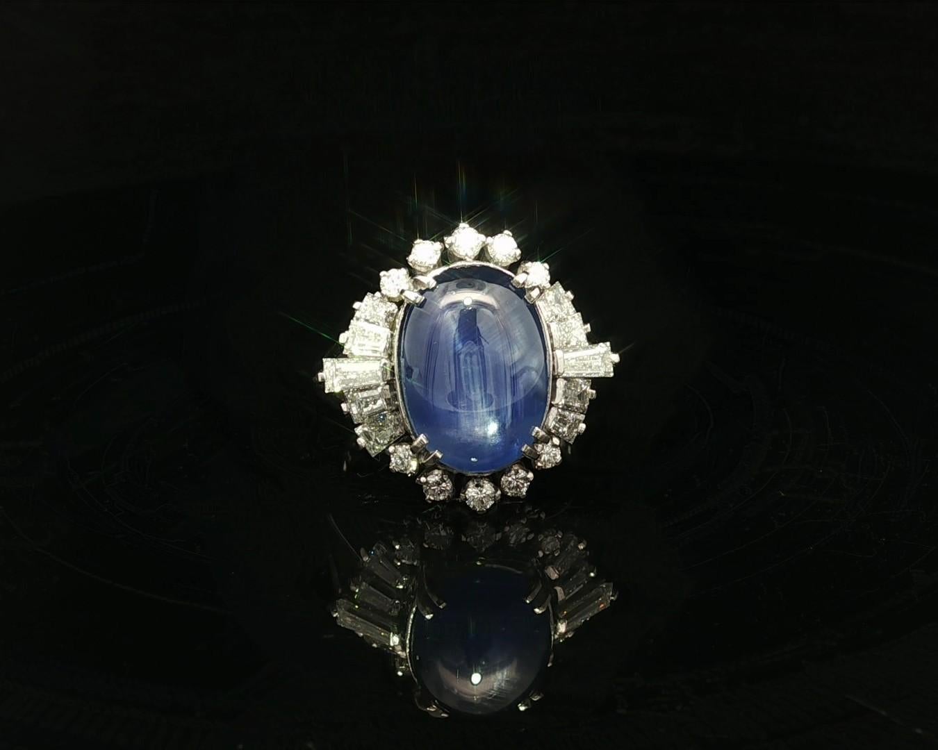 Platino GIA 8,23ctw Sin Calor Ceilán Niza Azul Puro Anillo de Diamantes Zafiro Estrella en venta 5