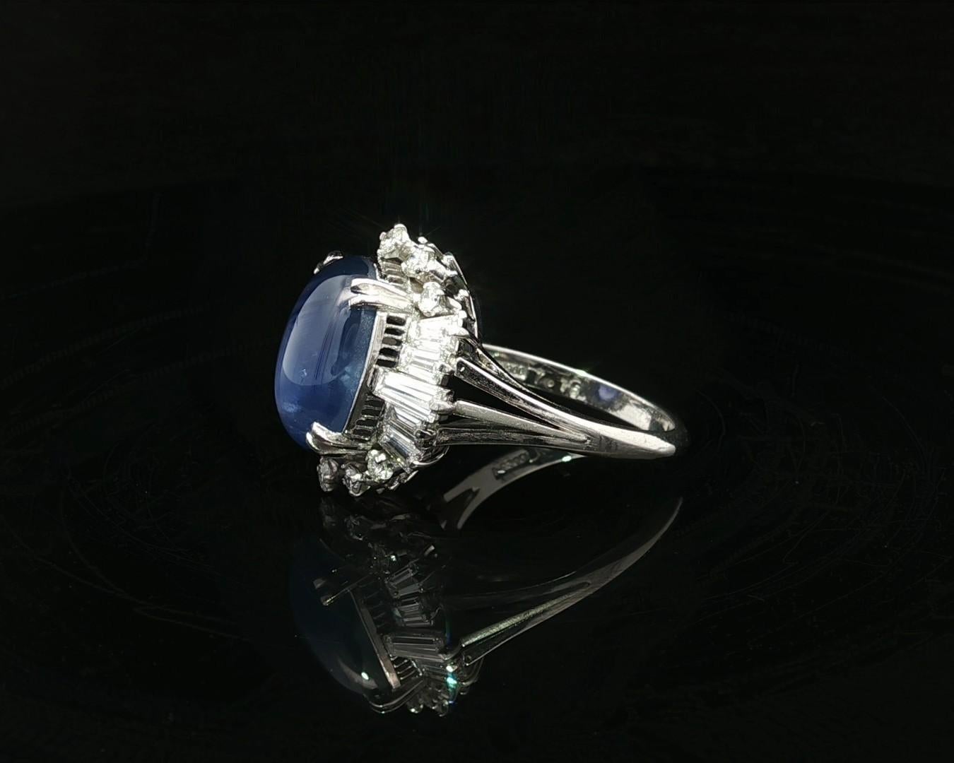 Platino GIA 8,23ctw Sin Calor Ceilán Niza Azul Puro Anillo de Diamantes Zafiro Estrella en venta 8