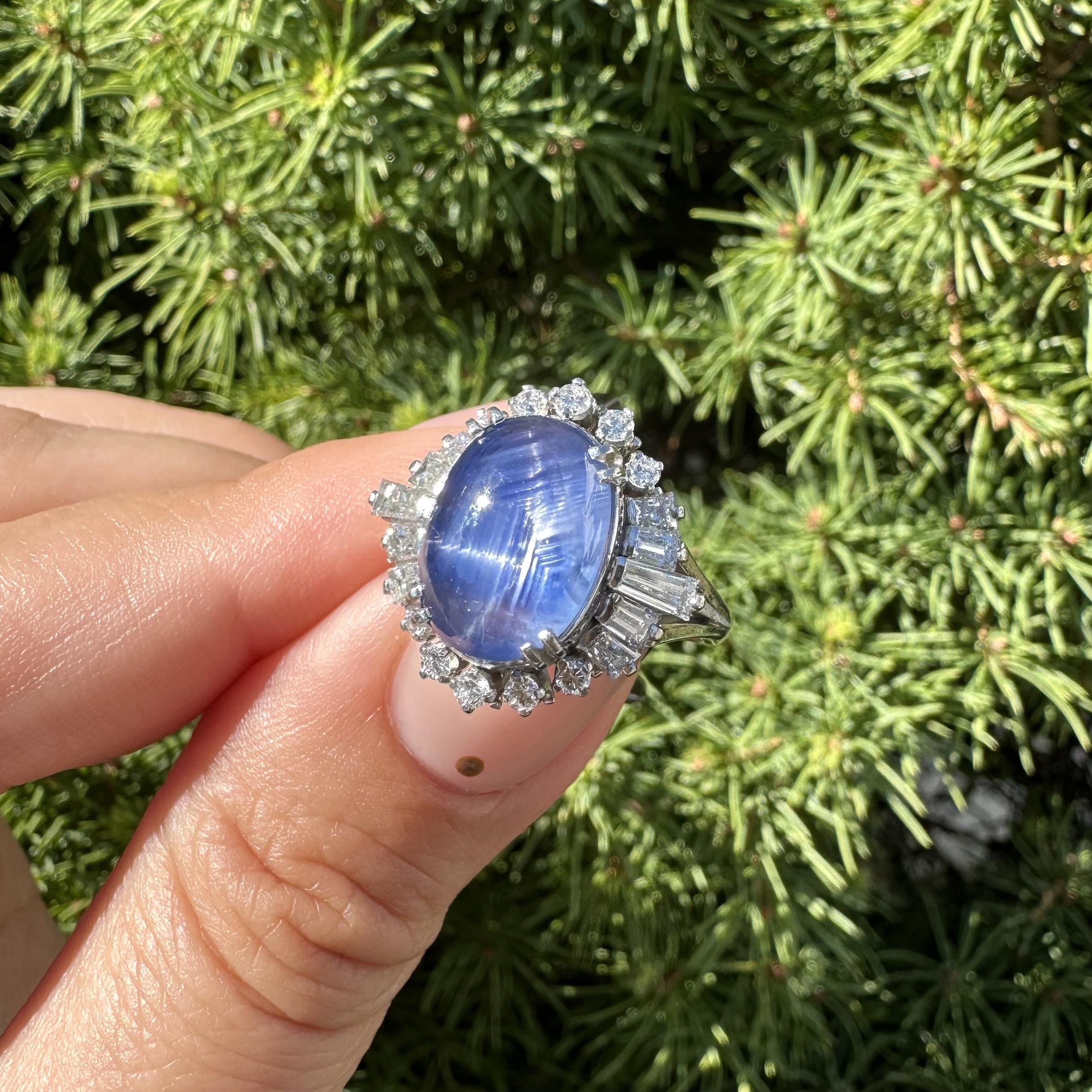 Platino GIA 8,23ctw Sin Calor Ceilán Niza Azul Puro Anillo de Diamantes Zafiro Estrella en venta 11