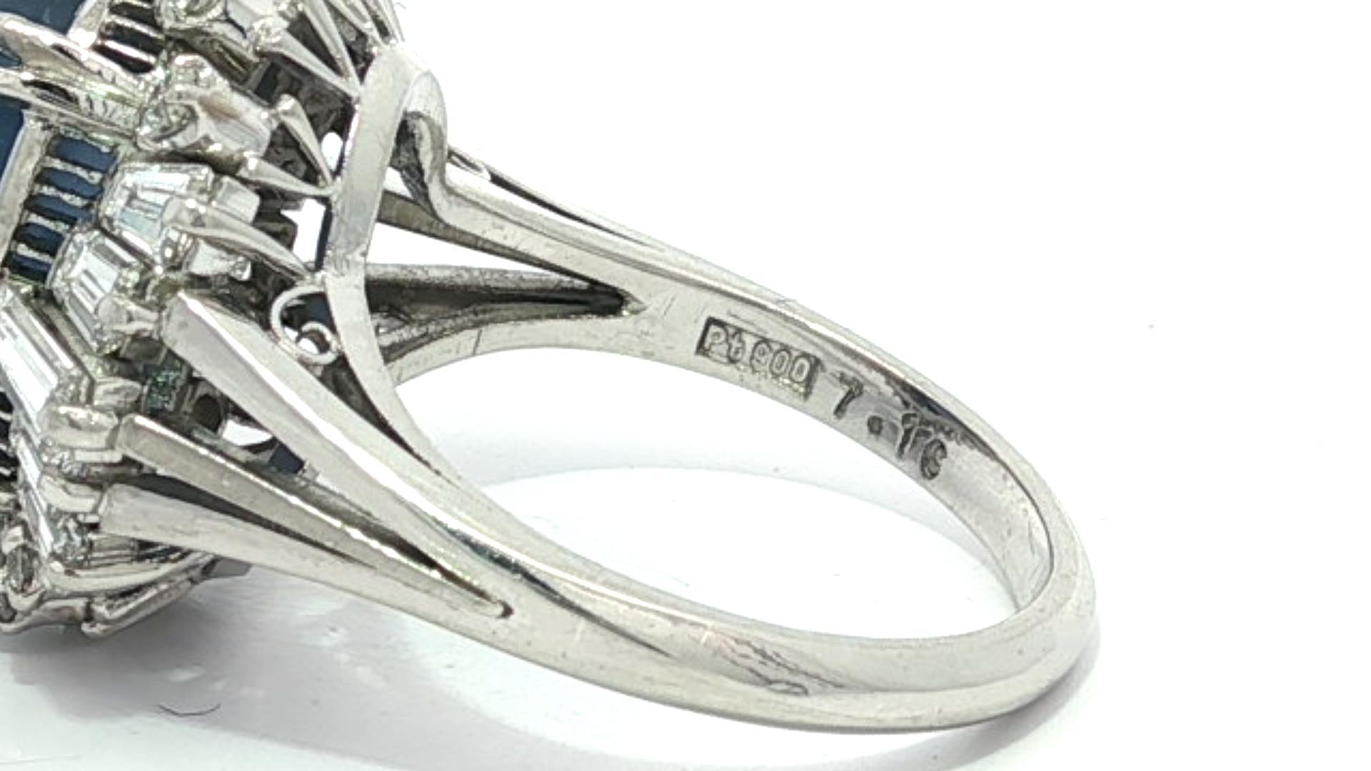 Platino GIA 8,23ctw Sin Calor Ceilán Niza Azul Puro Anillo de Diamantes Zafiro Estrella en venta 4