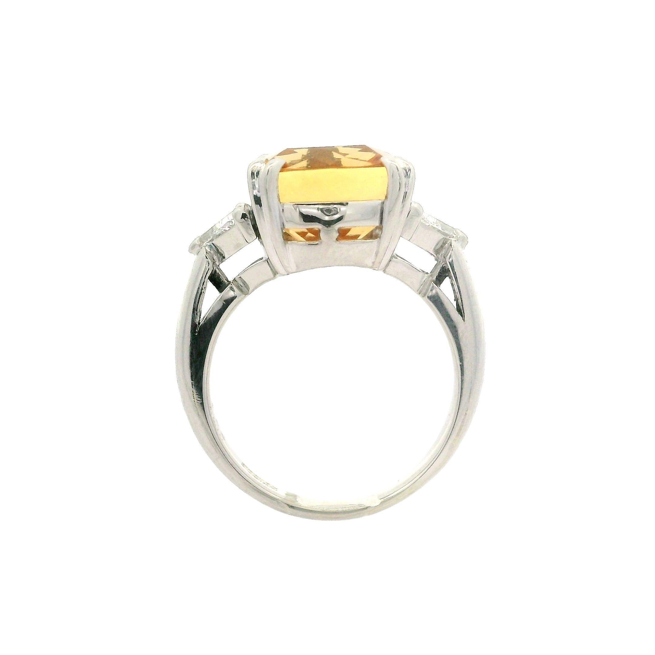 Platinum GIA 8.71ctw Cushion Precious Imperial Topaz Trillion Diamond Ring 5