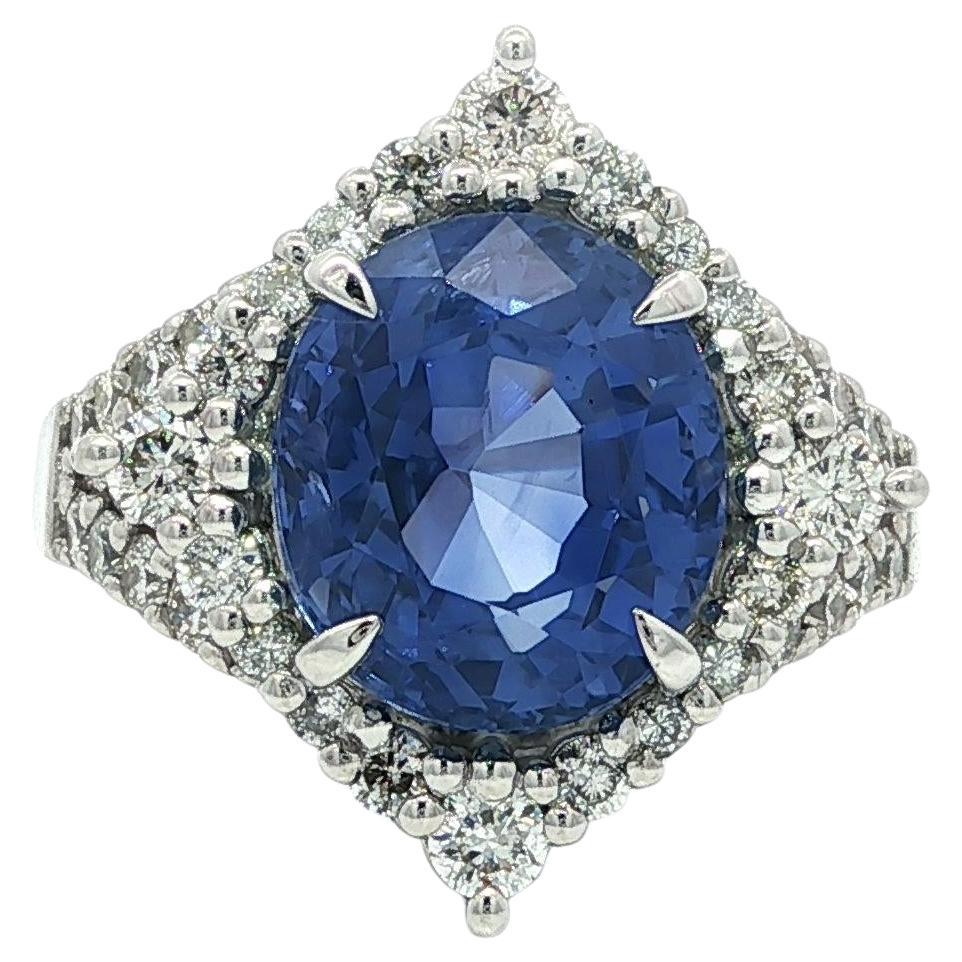 Anello in platino GIA 8ctw Large No Heat Ceylon Cornflower Blue Sapphire Diamond