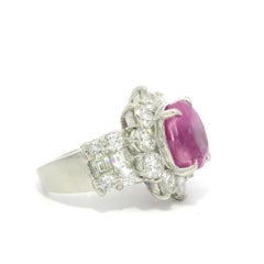 Platin GIA 9,22ctw Oval keine Hitze Burma Pink Sapphire & Diamant Statement Ring