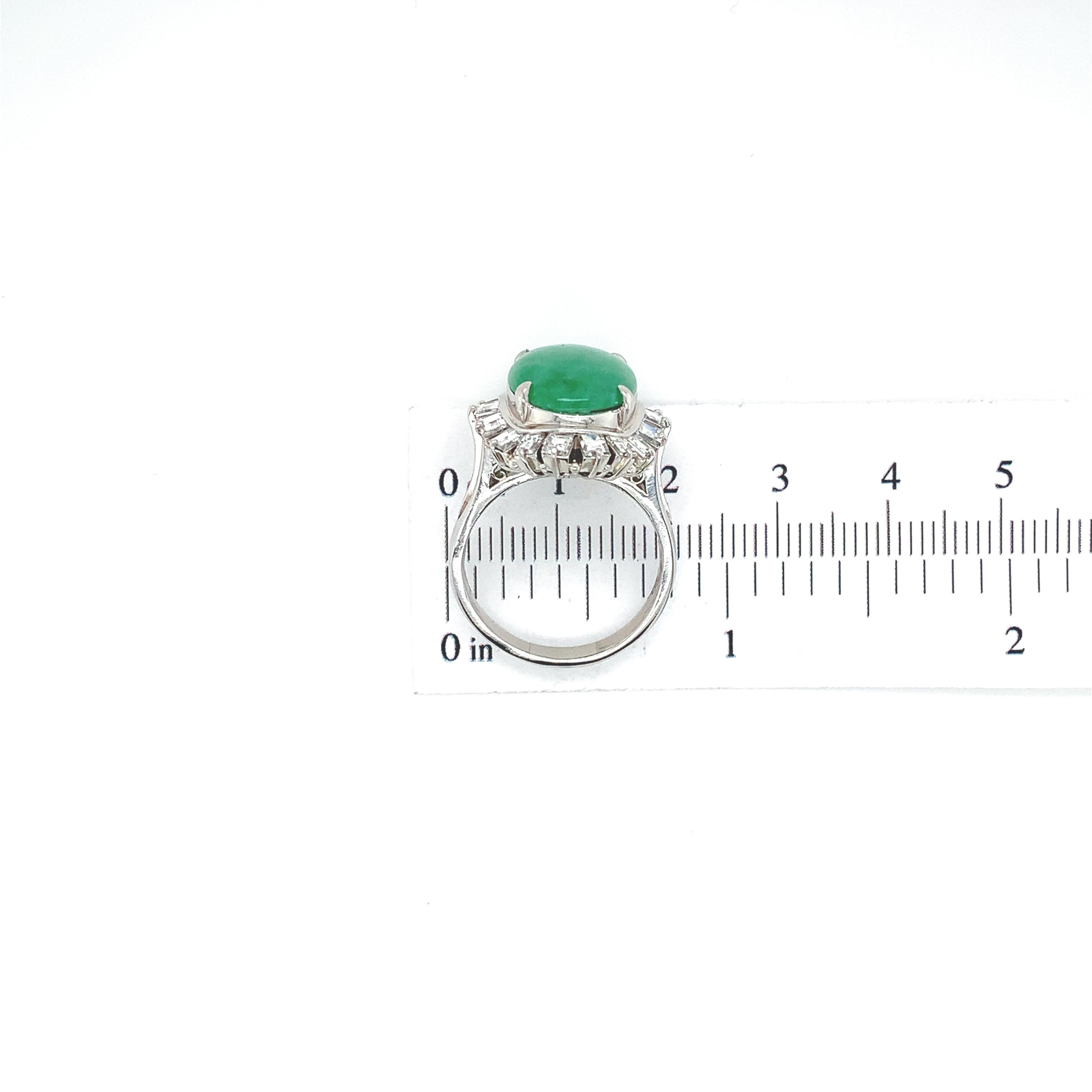 Platinum GIA A Jadeite Jade Ring with 1.36cttw in Diamonds For Sale 4