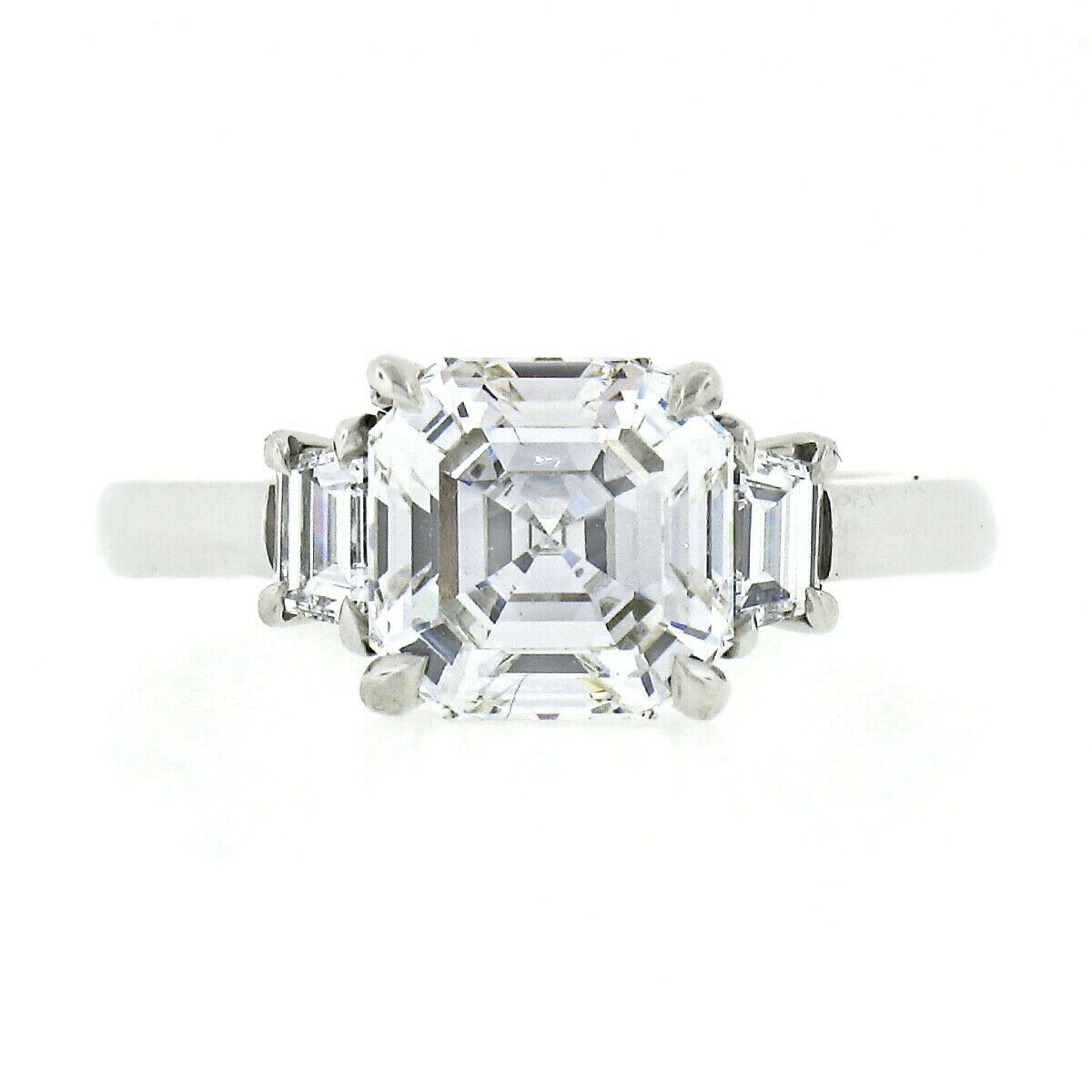 asscher 3 stone diamond ring