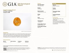 Platinum GIA Bright Orange Oval Sapphire Princess & Round Diamond 3.13ctw Ring
