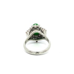 Platinum GIA Burma Type A Jade w/ 0.92ctw Diamond Ballerina Cluster Ring