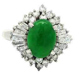 Anello in platino GIA di giada Burma di tipo A con diamante da 0,92 ct.