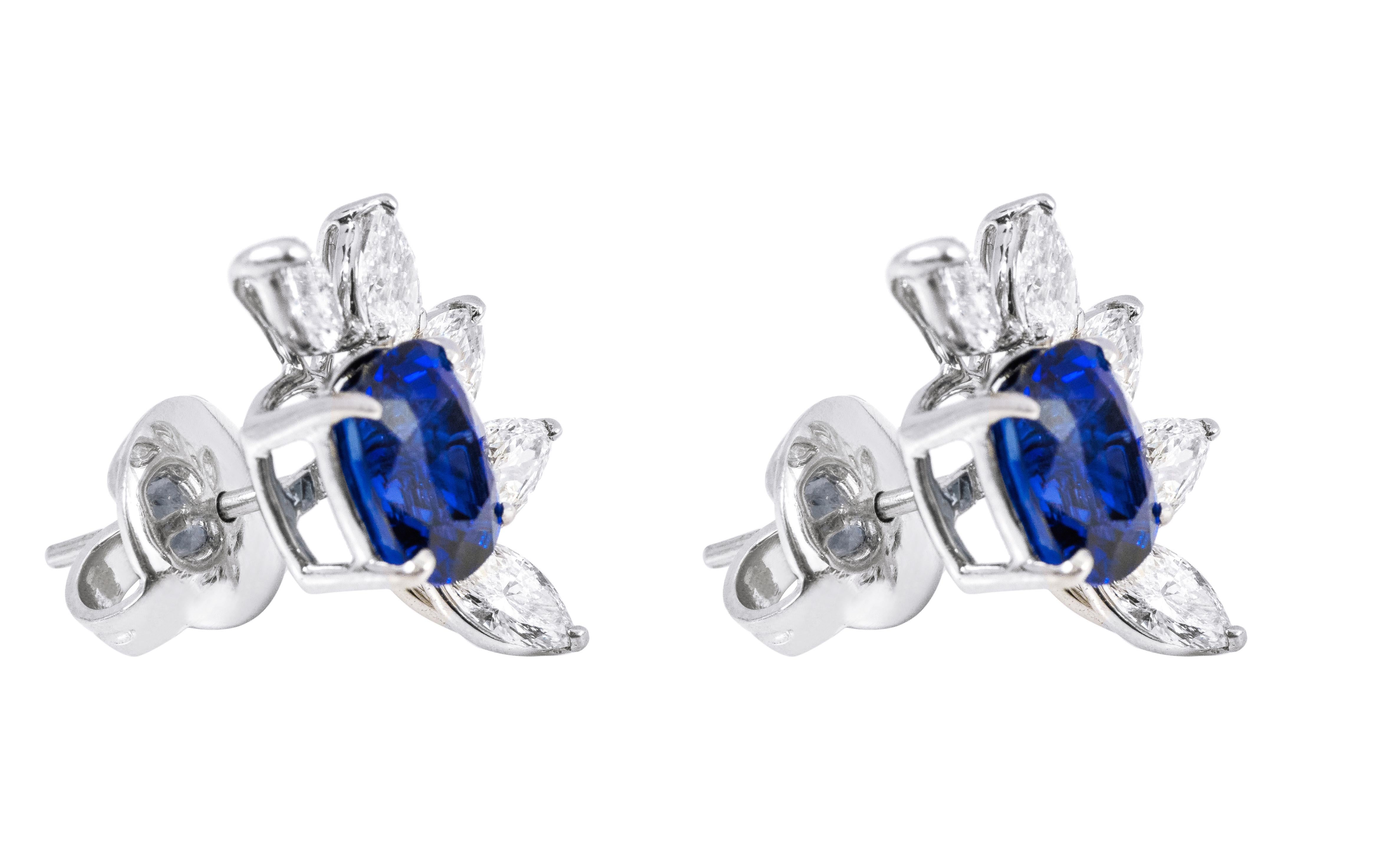 Cushion Cut Platinum GIA Certified 10.54 Carats Sapphire and Diamond Cocktail Stud Earrings For Sale