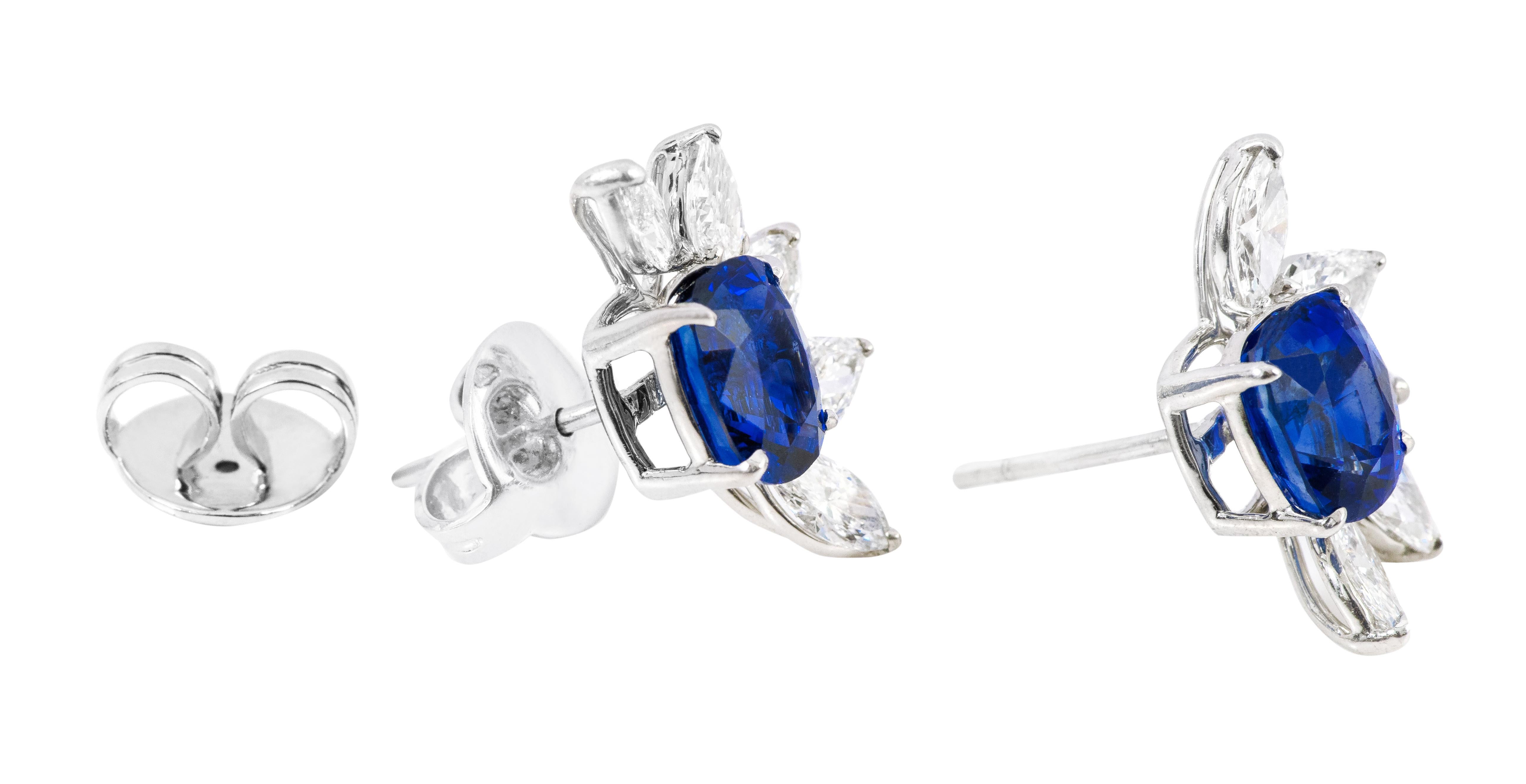 Platinum GIA Certified 10.54 Carats Sapphire and Diamond Cocktail Stud Earrings In New Condition In Jaipur, IN