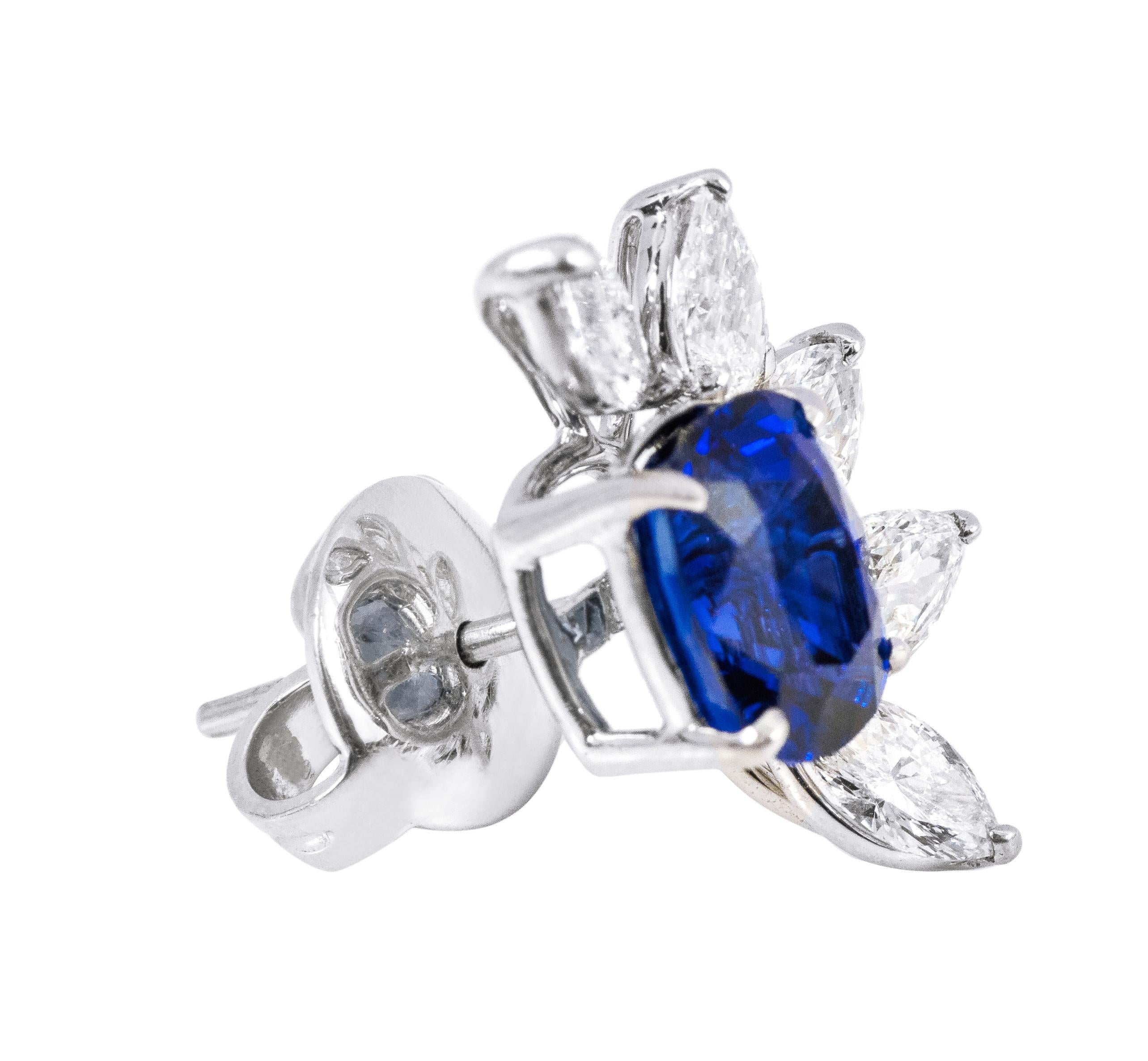 Platinum GIA Certified 10.54 Carats Sapphire and Diamond Cocktail Stud Earrings 1