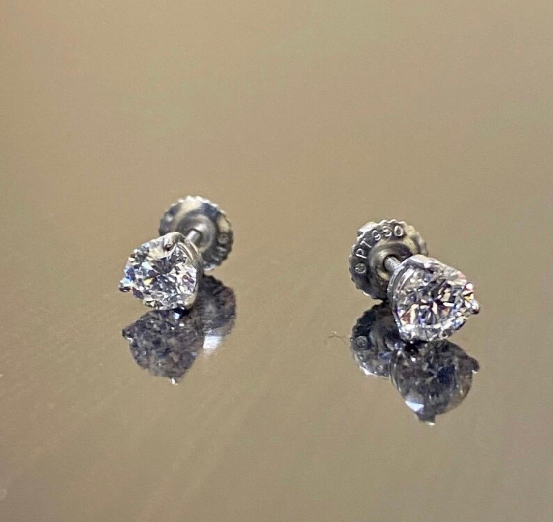 Women's or Men's Platinum GIA Certified 1.40 Carat Round F VVS1 VVS2 Color Diamond Stud Earrings For Sale