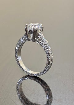 Platinum GIA Certified 1.50 Carat I Color Cushion Cut Diamond Engagement Ring