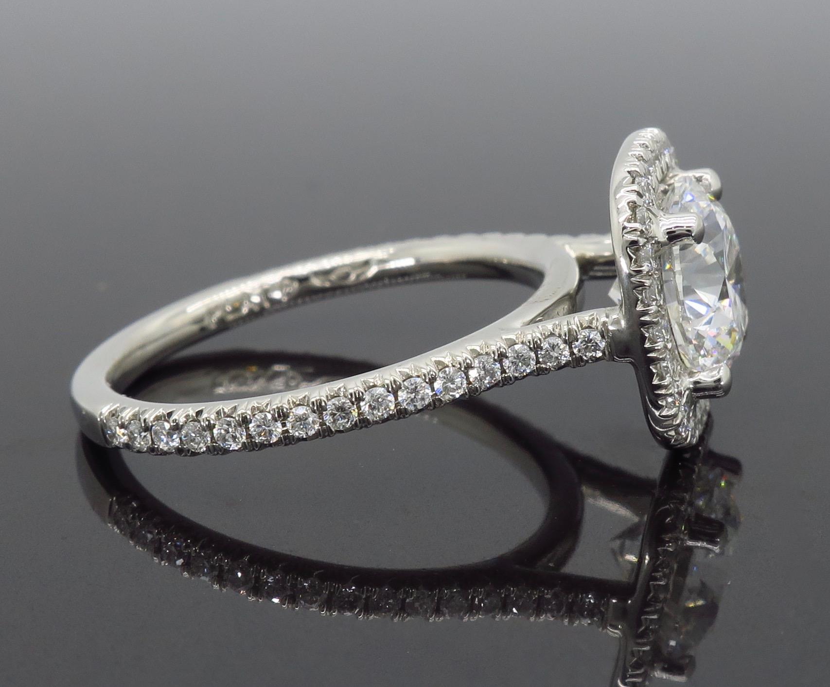 Platinum GIA Certified 1.73 Carat Diamond Halo Engagement Ring 3