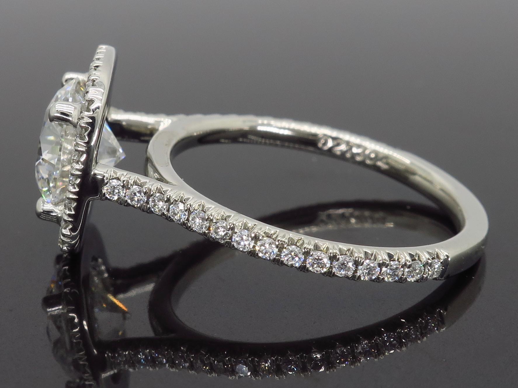 Platinum GIA Certified 1.73 Carat Diamond Halo Engagement Ring 1