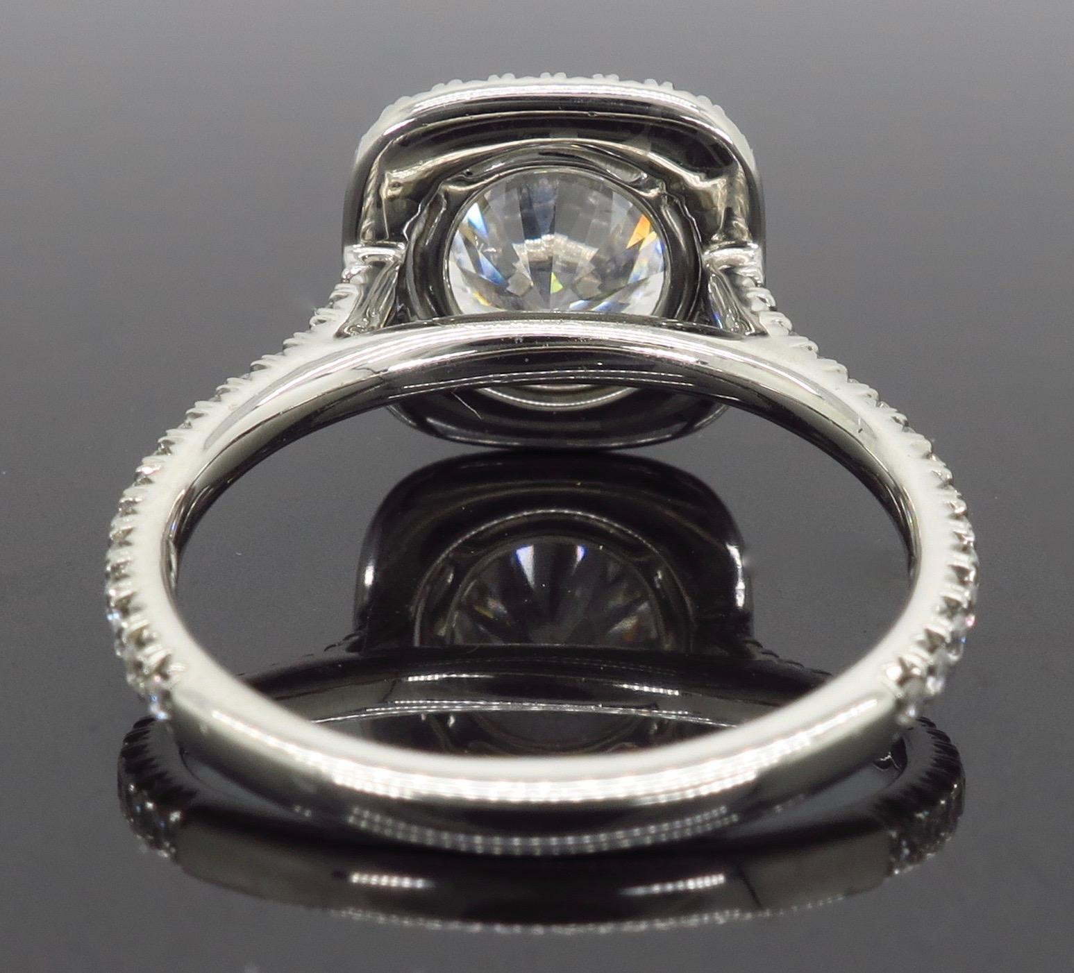 Platinum GIA Certified 1.73 Carat Diamond Halo Engagement Ring 2