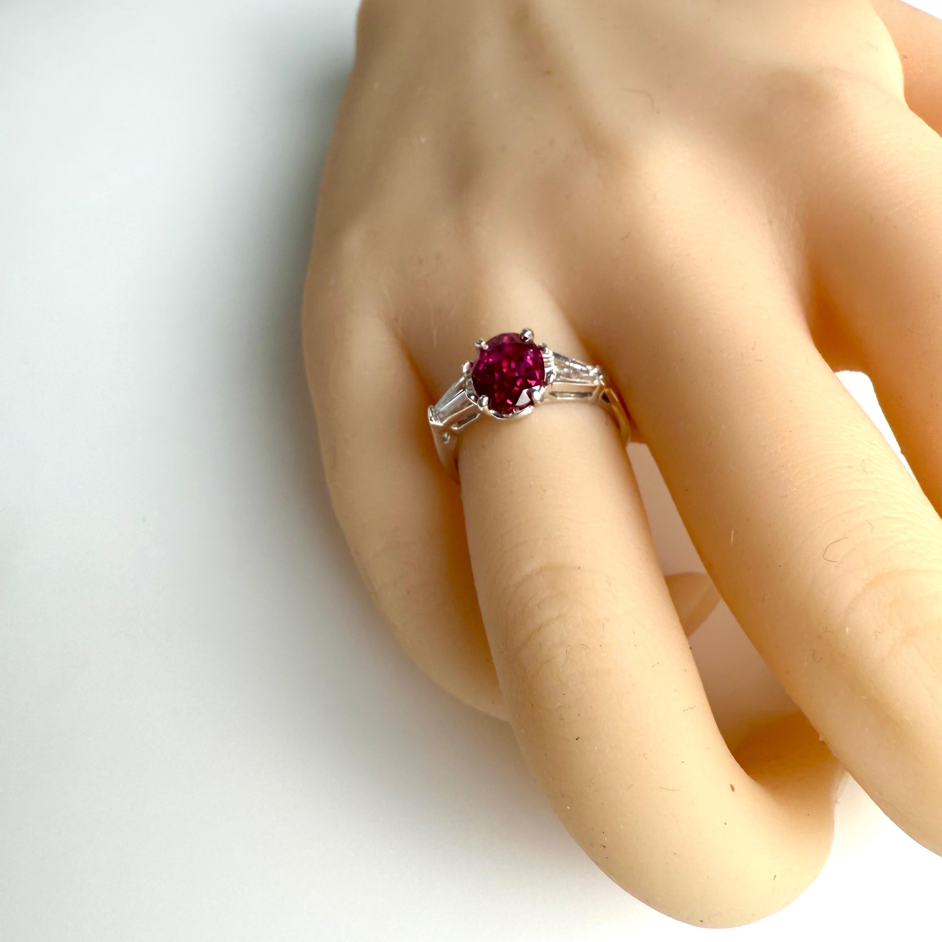 Platinum GIA Certified 2.09 Carat Ruby and Diamond Ring For Sale 1