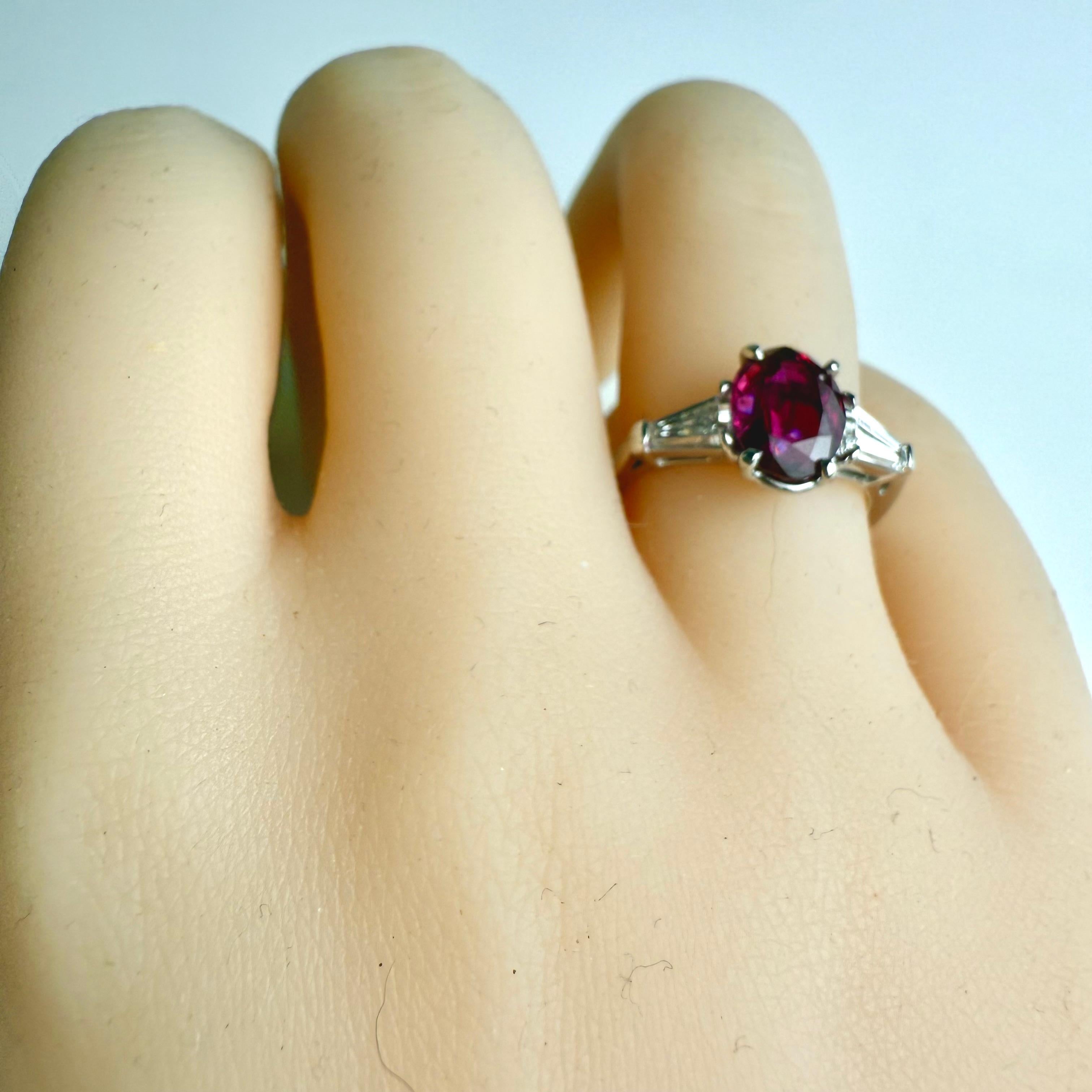 Platinum GIA Certified 2.09 Carat Ruby and Diamond Ring For Sale 2