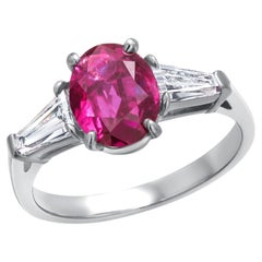 Anello in platino con rubino e diamante certificato GIA da 2,09 carati