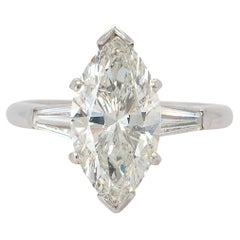 Platinum GIA Certified 2.70ct Marquise Cut Diamond Engagement Ring