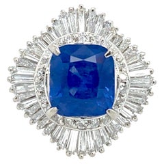 Platinum GIA Certified 3.68 Carat Sri Lanka Sapphire Ring