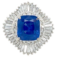 Vintage 3.68 Carat Sri Lanka Sapphire Ring Platinum GIA Certified 