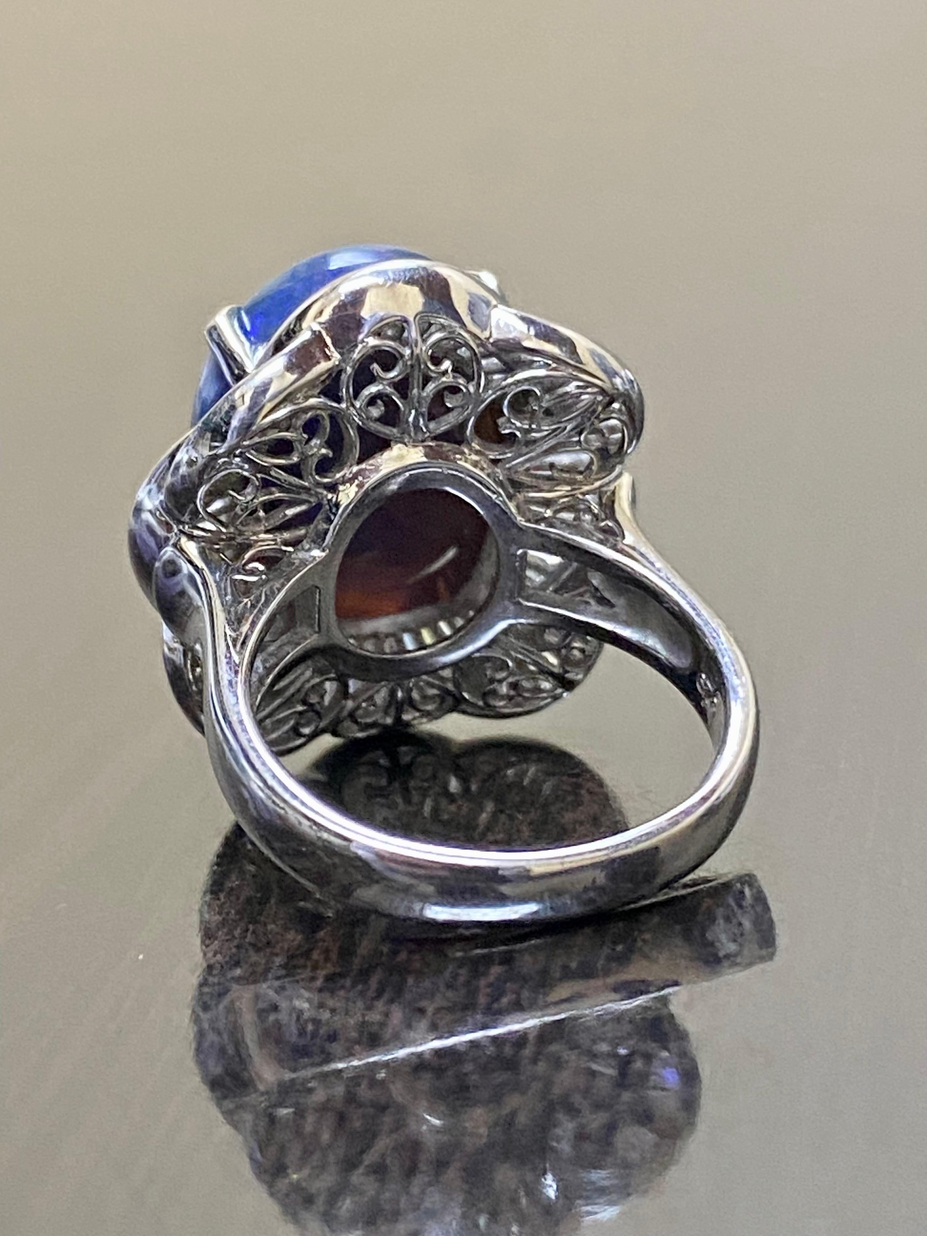 Platinum GIA Certified 6.78 Carat Lightning Ridge Black Opal Engagement Ring For Sale 2