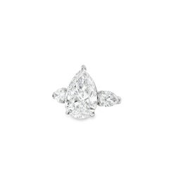 Platinum GIA Certified 7.48ctw Pear Cut Natural Diamond 3 Stone Ring